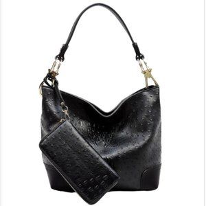 Ostrich Croc 2-in-1 Bucket Bag
